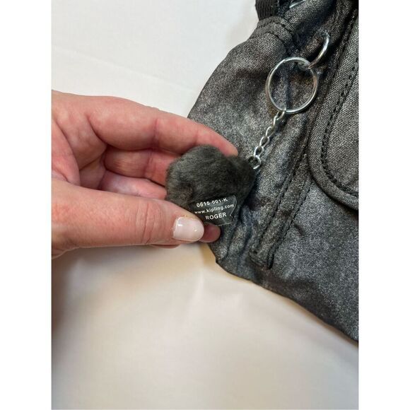 Kipling Crossbody Removable Strap Grab Handle Silver Grey Bag w Roger Monkey EUC - Picture 3 of 16